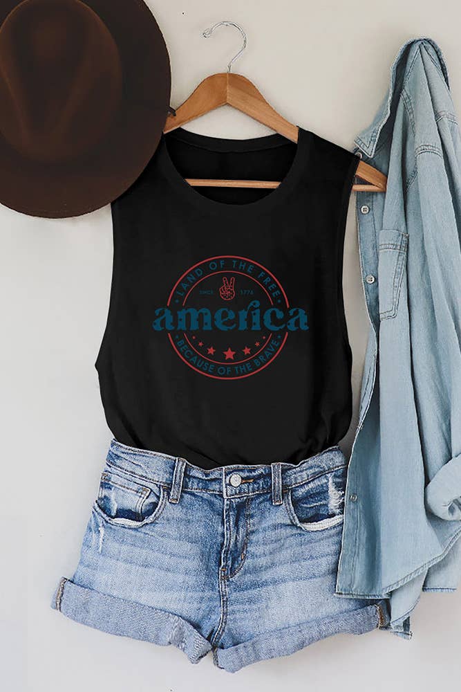 'America' Graphic Tank Top