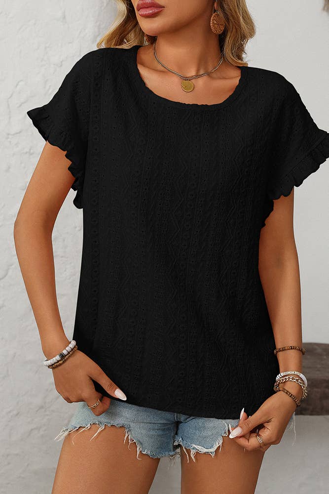 Short Sleeve Hollow-Out Top
