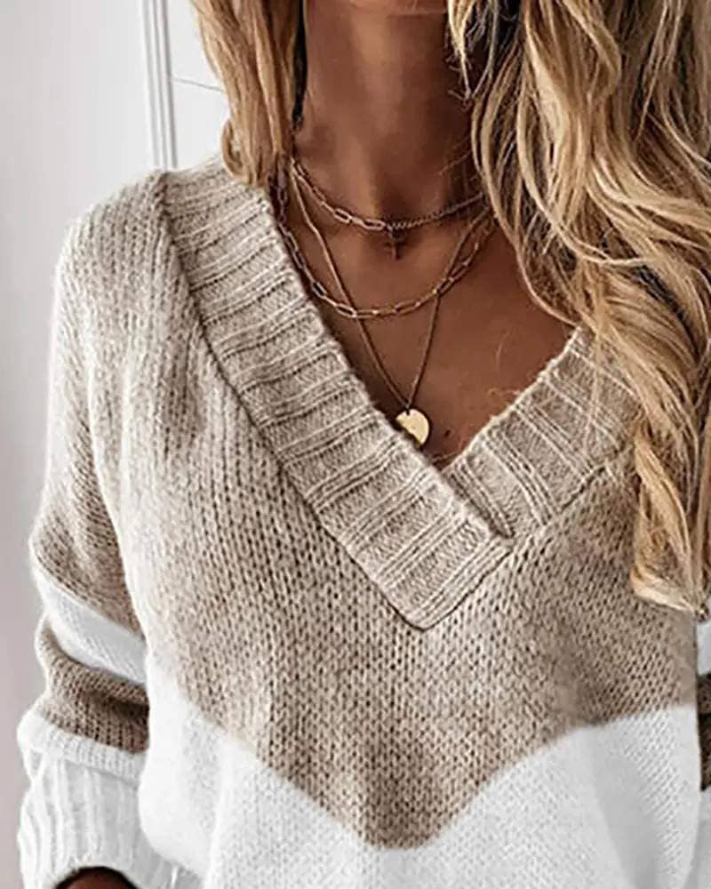 V-Neck Knit Sweater