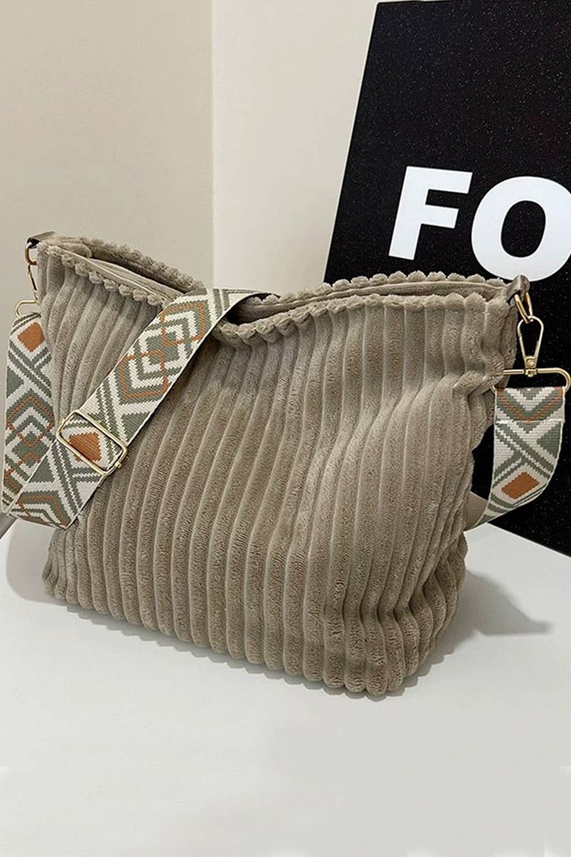Corduroy Purse With Guitar Shoulder Strap