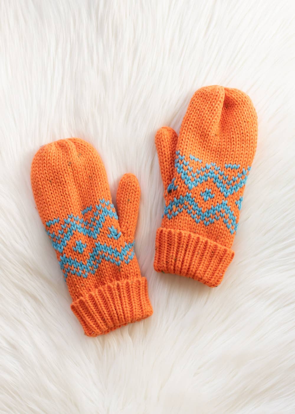 Orange & Speckled Patterned Mittens