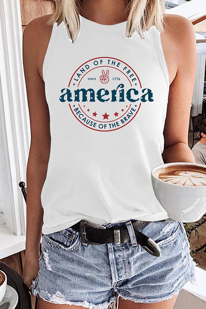 'America' Graphic Tank Top