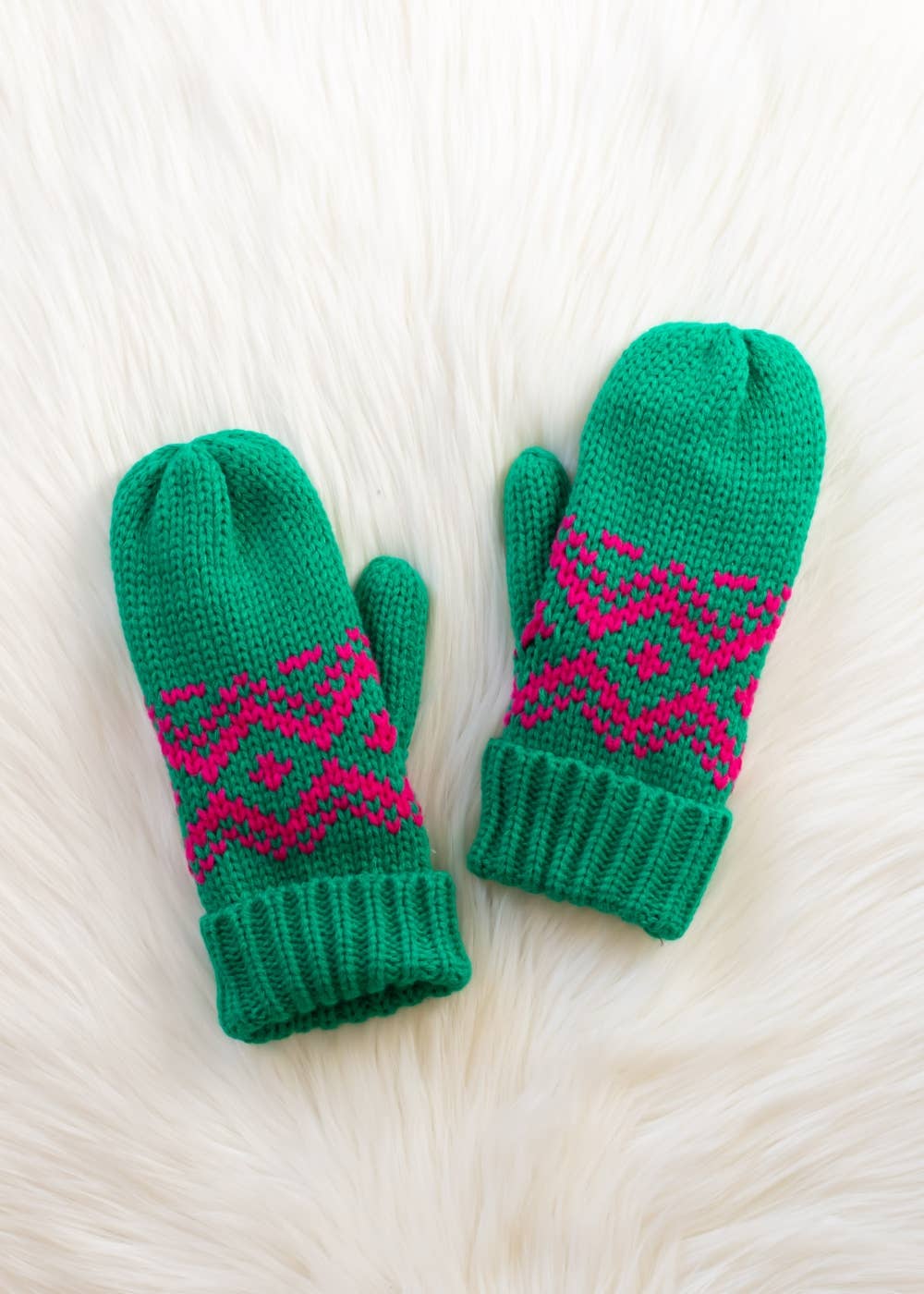 Green & Speckled Patterned Mittens