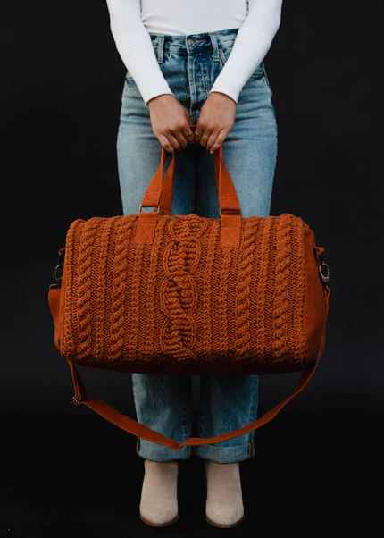 Cable Knit Duffle Bag - Cream