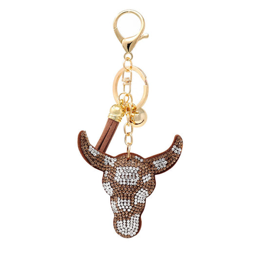 Bling Crystal Bull Skull Keychain