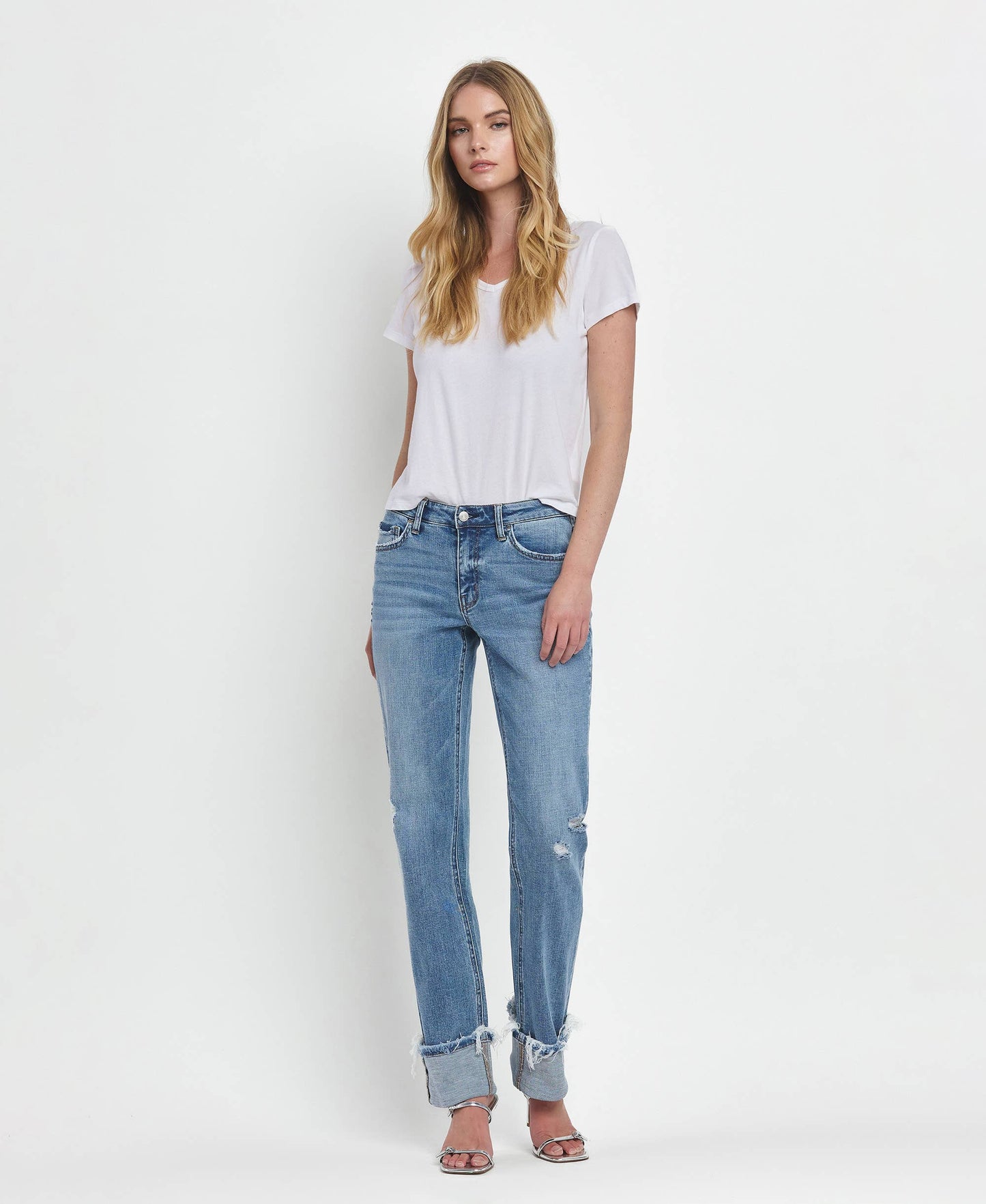 Mid-Rise Cuffed Jeans