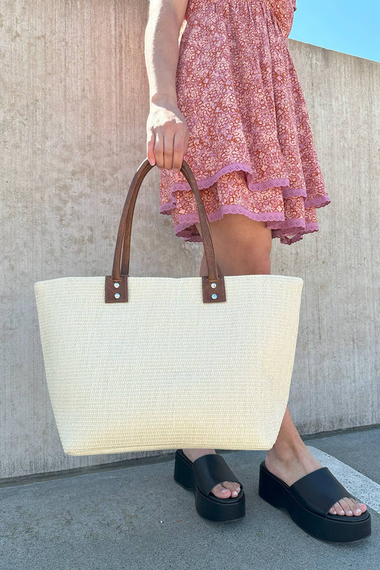 Large Straw Tote w/ Dual Handles
