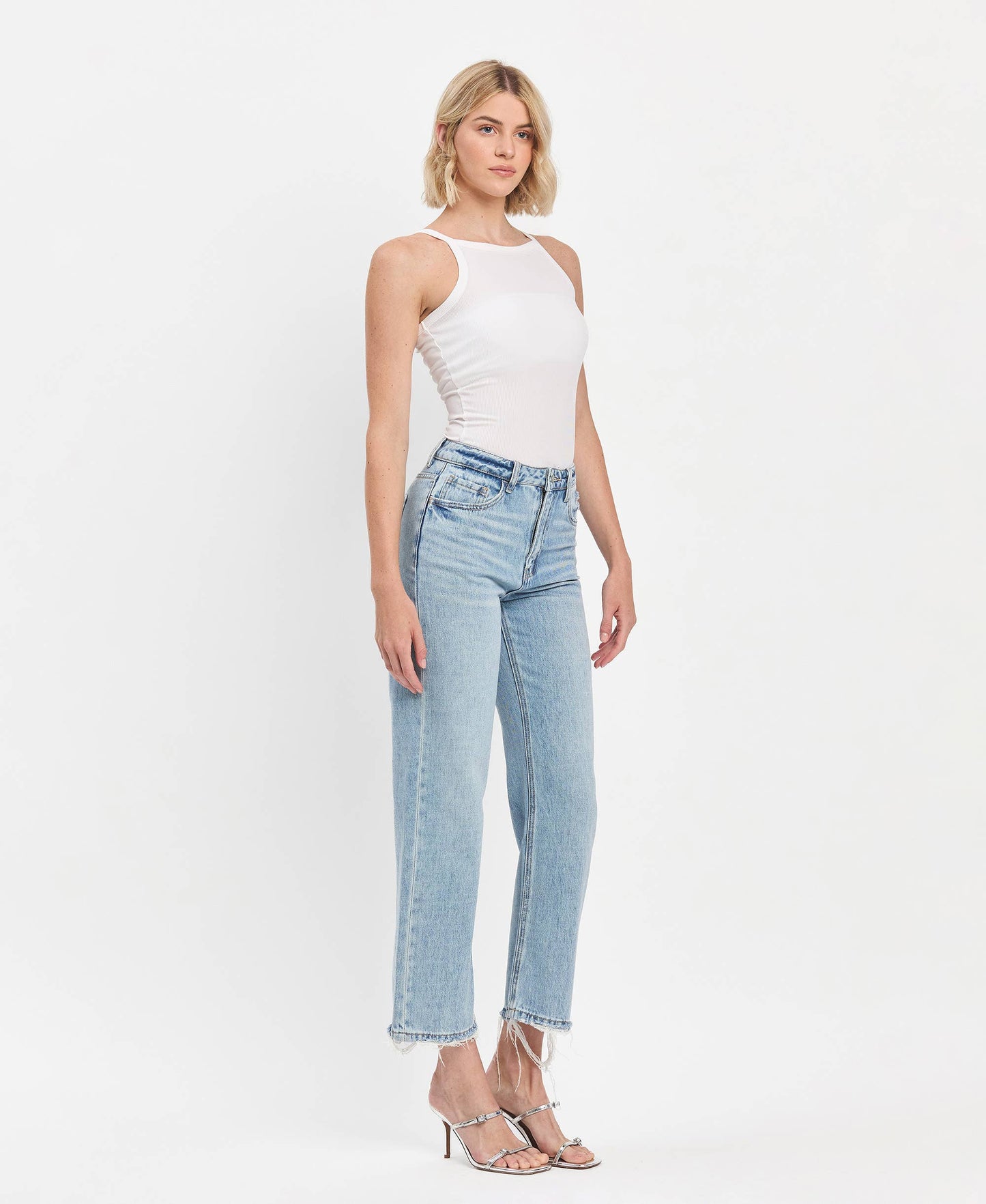 90'S Super High Rise Ankle Slim Wide Jeans