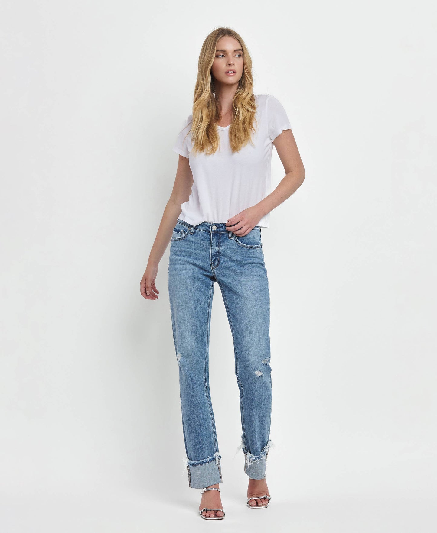 Mid-Rise Cuffed Jeans
