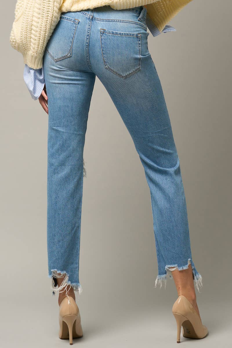 High Rise Crop Straight Jeans
