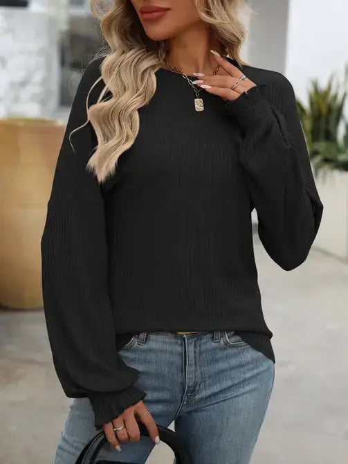 Ribbed Long-Sleeve Top