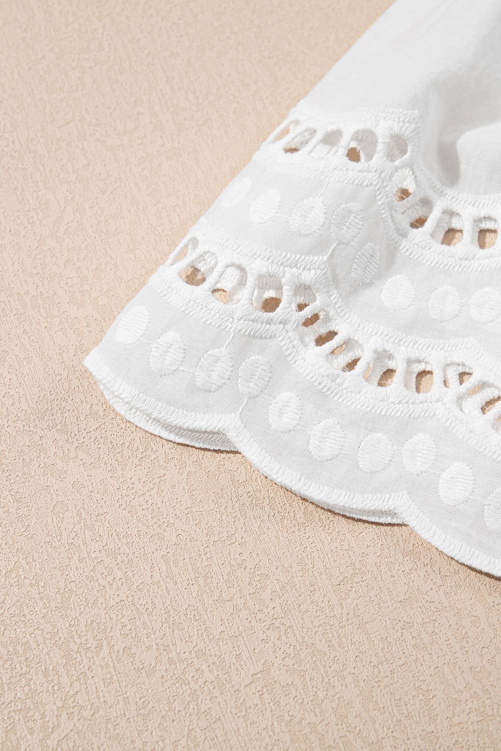 Hollow-Out Embroidered Short Sleeve Top