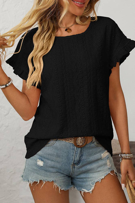 Short Sleeve Hollow-Out Top