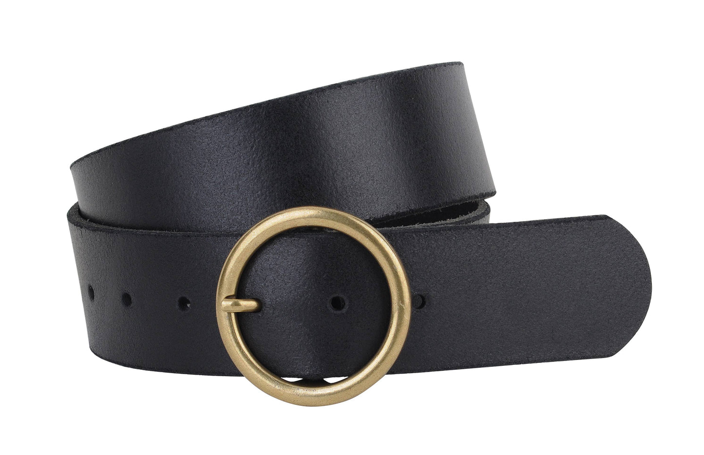 Wide Brass-Toned-Buckle Leather Belt