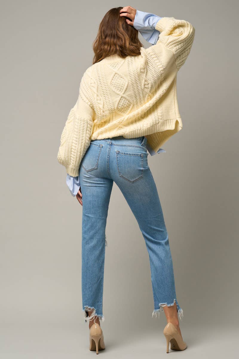 High Rise Crop Straight Jeans