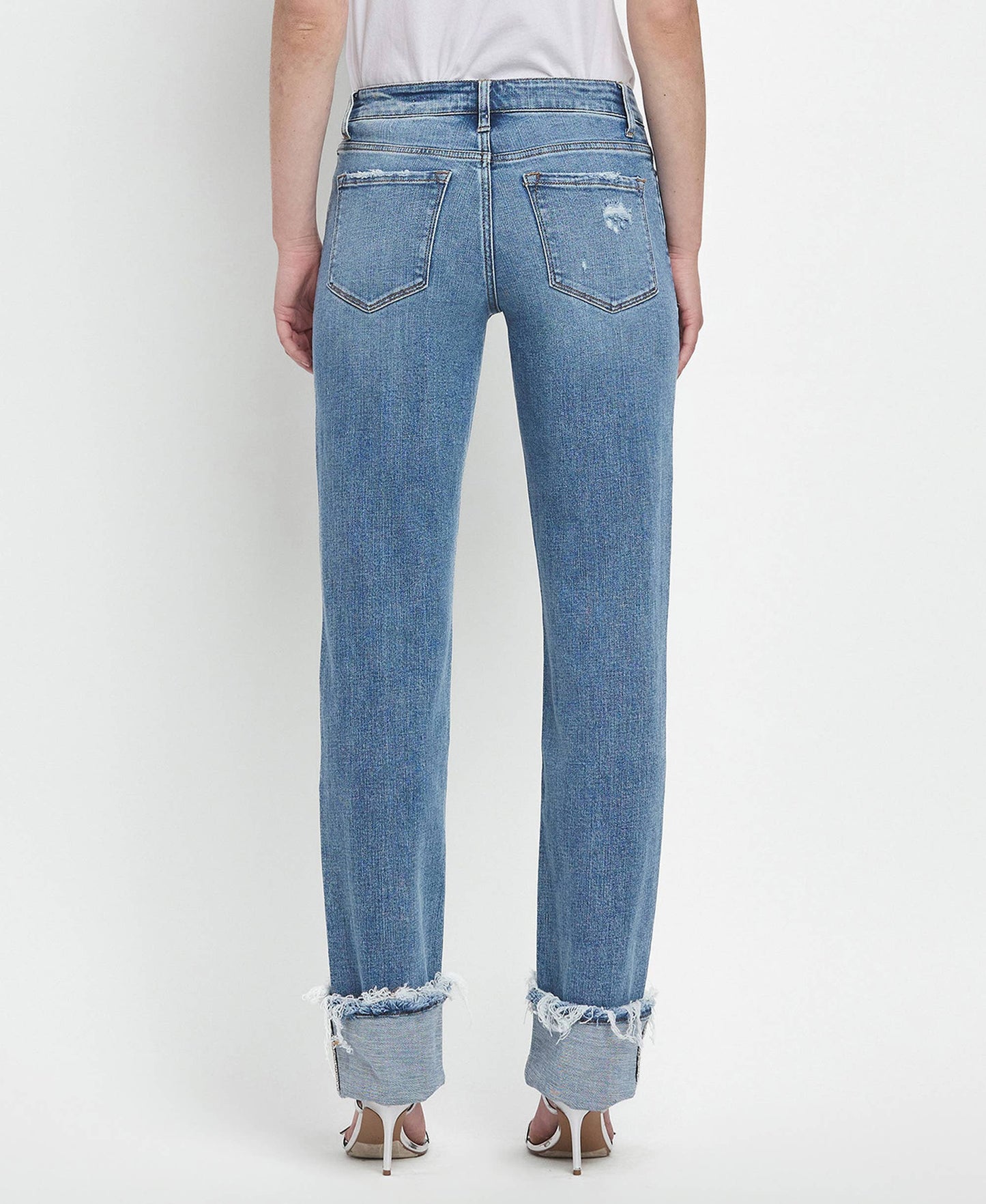 Mid-Rise Cuffed Jeans