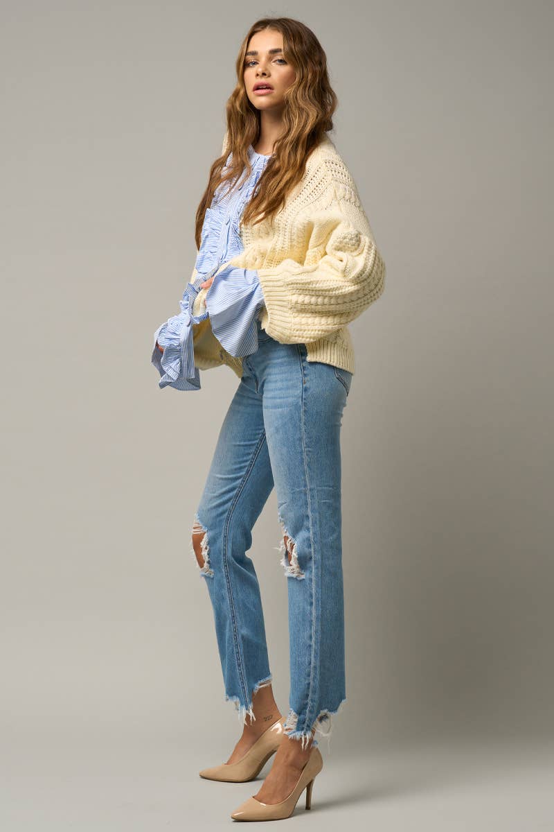 High Rise Crop Straight Jeans