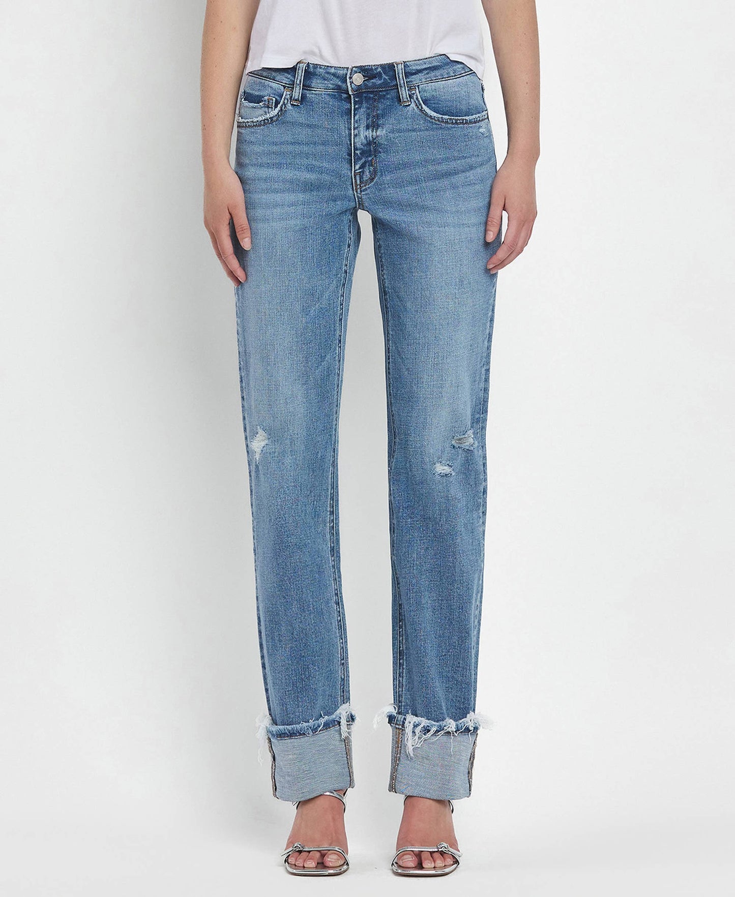 Mid-Rise Cuffed Jeans