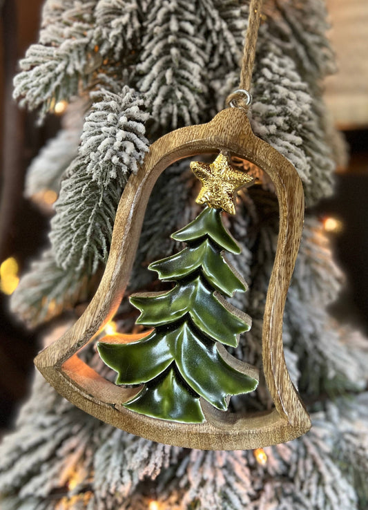 Wooden Tree Bell Ornament