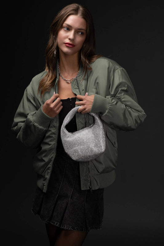 Ruched Zip-up Bomber Jacket
