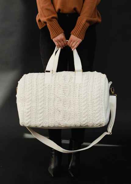 Cable Knit Duffle Bag - Cream