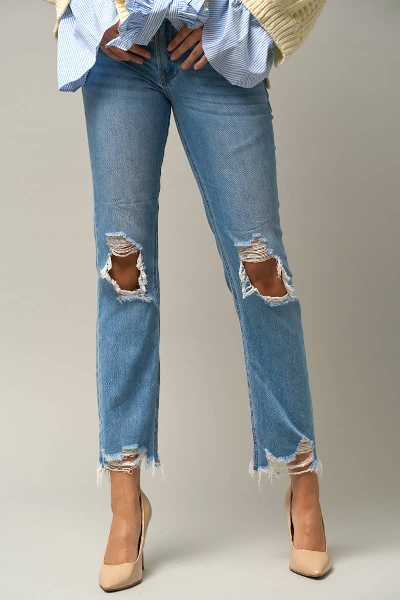 High Rise Crop Straight Jeans