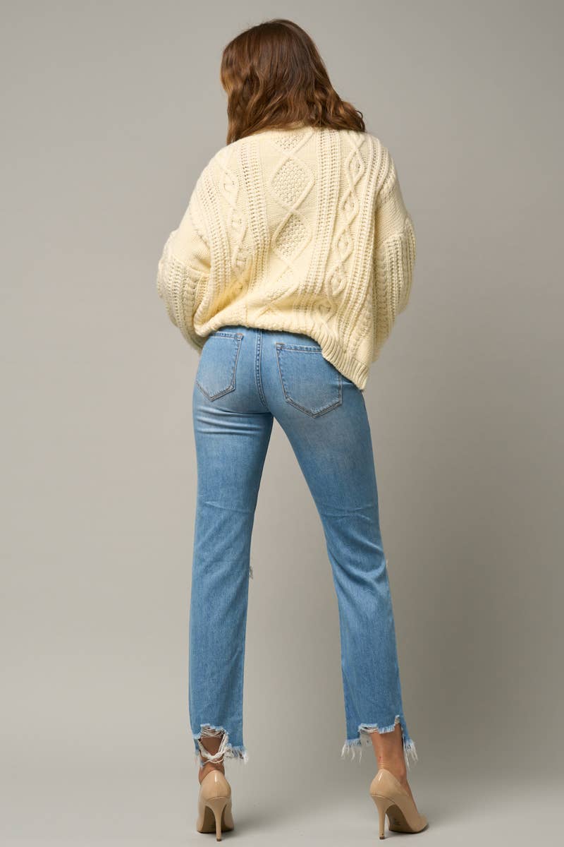 High Rise Crop Straight Jeans