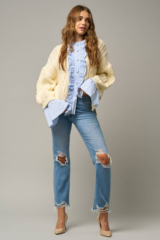 High Rise Crop Straight Jeans